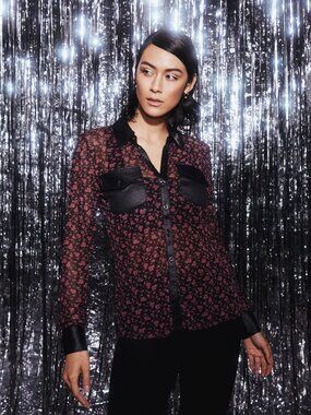 Boutiques San Francisco Sheer Floral Blouse - M